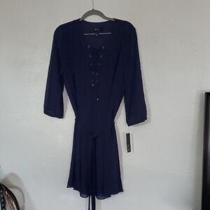 BCX Navy Blue Lace-Up Dress